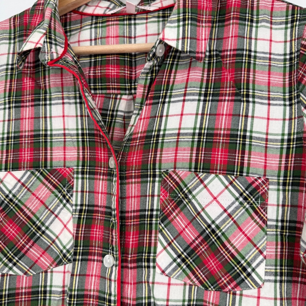 Victoria's Secret Plaid Flannel Pajama Sleep Shirt XS Red - Picture 3 of 11